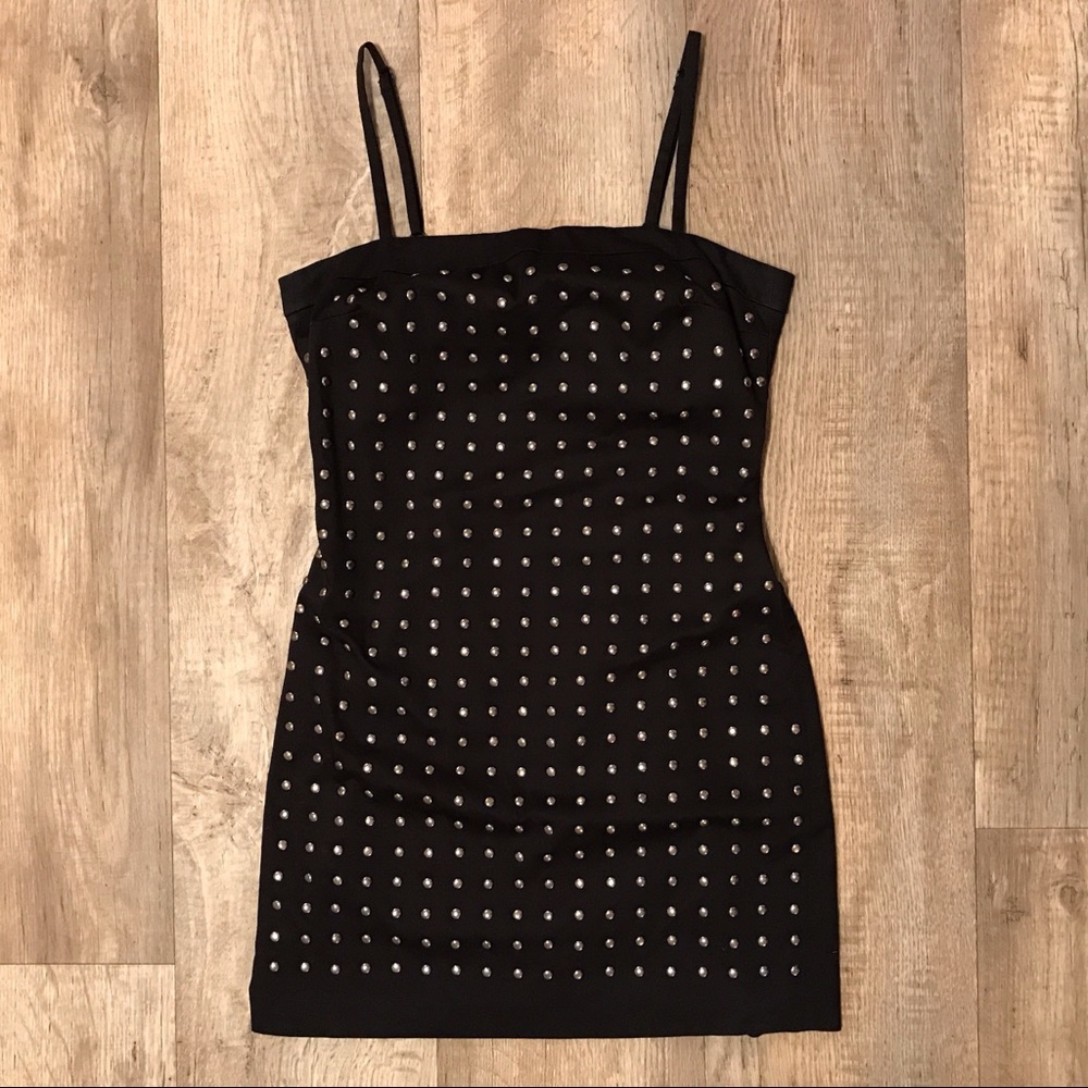 Studded Little Black Mini Dress Y2K